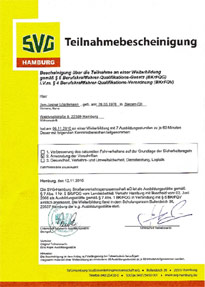 SVG Sozialvorschriften und Fahrtenschreiberlehrgangsbescheinigung